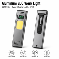 Lampe de travail EDC en aluminium avec affichage numérique, 350LM COB LED, rechargeable, magnétique, lampe de poche de type C pour l'extérieur