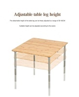 Table de camping pliable en bambou JAYA 90x50cm, réglable en quatre positions, avec structure en alliage d'aluminium, portable, pour pique-nique, camping-car et voyages en plein air