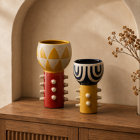 Vase en céramique moderne à motifs géométriques, vase décoratif coloré pour la table du salon, décoration de la maison