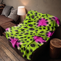 Couverture en flanelle personnalisée OEM pour dropshipping et vente en gros, motif animal guépard vibrant, en microfibre, confortable pour canapé et lit