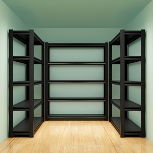 מדף מתכת כבד 5 שכבות מתקפל שחור מתכוונן למחסן, מטבח ומרפסת - Product Image 1