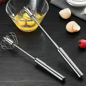 Batteur à œufs semi-automatique en plastique, fouet écologique pour cuisine domestique, mélangeur manuel avec ustensiles à crème auto-tournants - Product Image 1