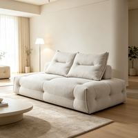 Canapé modulaire sans accoudoirs, carré, en tissu, rembourré, large, à profil bas, pour salon ou hôtel, avec dossier à coussins doux