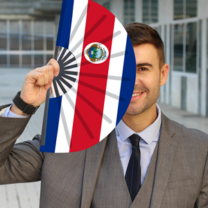 Abanicos Plegables de Bambú con la Bandera de Costa Rica al por Mayor, Abanico de Mano para Carnaval, Boda, Festival, Fiesta, Agencia de Viajes - Product Image 2