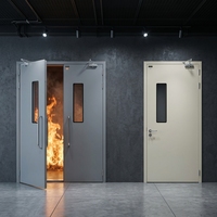Porte coupe-feu simple battante en acier avec petit puits de vision pour couloirs d'escaliers et de bâtiments publics