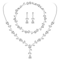Collier et boucles d'oreilles plaqués or pour mariage, ensemble de bijoux assortis pour banquet