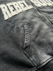 커스텀 프라이빗 라벨 빈티지 애시드 워시 지퍼업 후드티, 프레이드 아플리케 패치워크, 100% 코튼 레터 패턴, 유니섹스 봄용 - Product Image 5