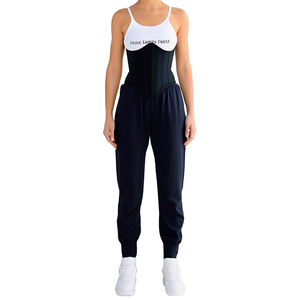 Pantalon de jogging Yogi avec ceinture, taille haute, style harem, coupe ample, bleu brume, tricoté, séchage rapide, pantalon long décontracté pour femmes, printemps - Product Image 1