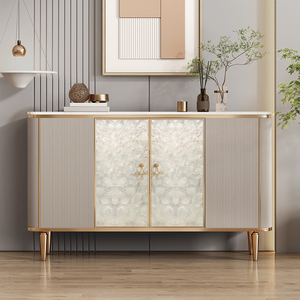 ตู้ไซด์บอร์ดหินอ่อนหลายขนาด, ตู้บุฟเฟ่ต์ลายเปลือกหอยทันสมัยพร้อมขาสีทอง, ตู้เก็บของสำหรับห้องนั่งเล่น - Product Image 2