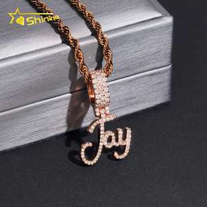 Colgante Personalizado con Nombre en Moissanita, <span class=keywords><strong>Plata</strong></span> de Ley 925 Chapada en Oro, Pasa la Prueba del Diamante, Moissanita con Incrustaciones de Circonitas - Product Image 4