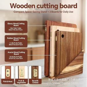 Juego de tablas de cortar de madera con forma de libro, con soporte, antimoho, fácil de limpiar, para uso en la cocina - Product Image 3