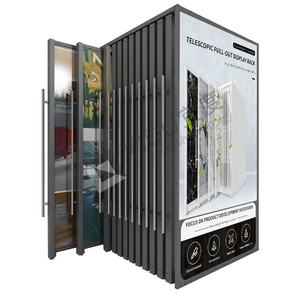 कस्टम स्टोन पुश पुल और शोरूम डिजाइन के साथ प्रीमियम स्लाइडिंग कक्षीय स्लैब रैक - Product Image 1