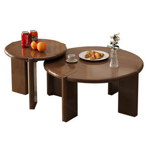 Juego de Mesa de Té Redonda de Madera Maciza de Lujo, Textura de Alta Gama, Mesa de Centro Minimalista para Sala de Estar, Decoración Moderna para el Hogar - Product Image 4