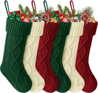 Chaussettes de Noël en coton pour enfants, grande taille, tricot torsadé, décorations de Noël pour fête de famille