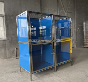 กรงสเตนเลสซ้อนคู่สุดหรูพร้อมระบบระบายน้ำส่วนประกอบแก้ว & พลาสติกปุ่มปิดชามหมุน - Product Image 4