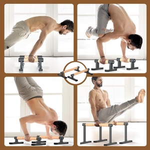 مجموعة قضبان تمارين الضغط والتمدد للاستخدام التجاري، رائجة البيع، مع مقابض خشبية للتمارين الرياضية في الصالة الرياضية - Product Image 6