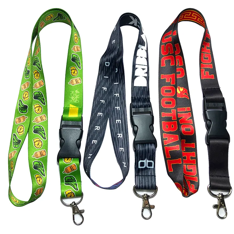 Custom Logo Lanyards With Removable Snap Keychain Lanyard Holder Woven Polyester Lanyard