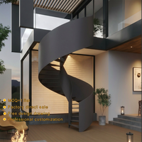 Escalier en spirale moderne en acier pour extérieur avec panneau de protection pleine hauteur pour villa, patio et terrasse