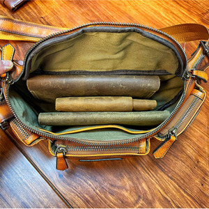 Saco de peito dos homens de couro genuíno High-end Retro escovado cor um ombro Crossbody versátil couro saco da cintura - Product Image 4
