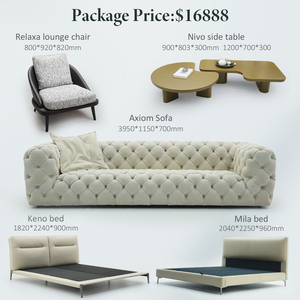 Pacchetto Completo di Arredamento Contemporaneo per Soggiorno con Divano, Poltrona, Tavolino e Libreria per Casa e <span class=keywords><strong>Hotel</strong></span> - Product Image 4