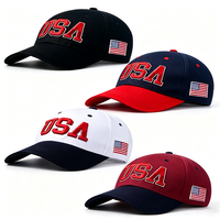 Casquette de baseball structurée USA brodée avec lettres sportives et patch drapeau américain, ajustable, pour hommes et femmes, idéale pour l'extérieur