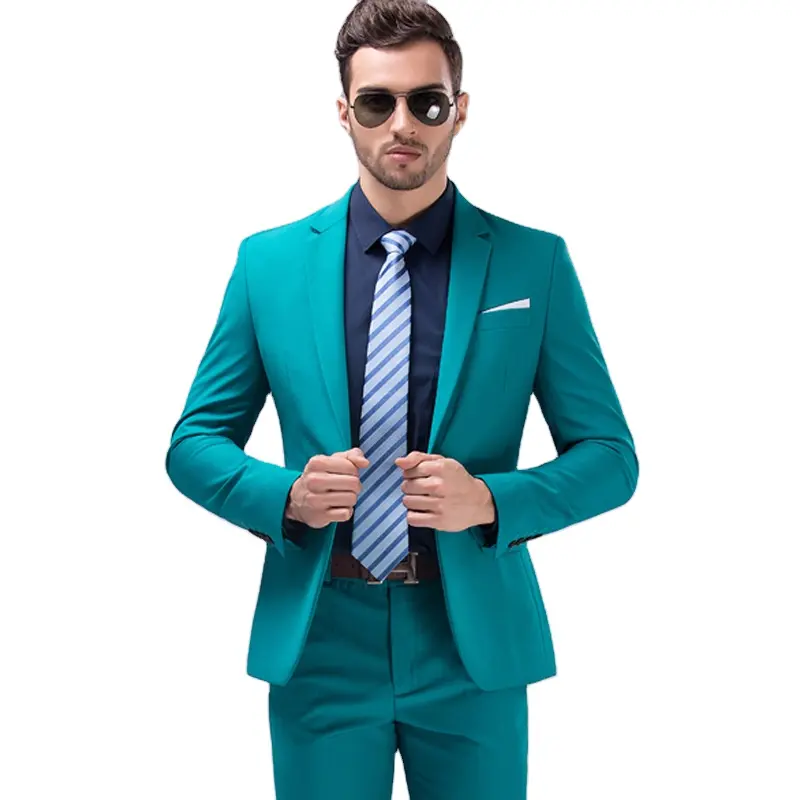 Stylish Menswear Slim Suit Two-piece Set Men's Plus-size Business Suit Plus Size Knitted Men Suits Regular Fit Flat Front 2pcs