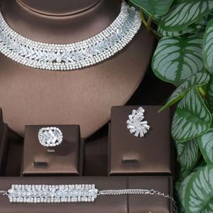 Hibarde chokers ขนาดใหญ่ชุดเครื่องประดับอินเดียแอฟริกันสำหรับผู้หญิงต่างหูเจ้าสาวงานแต่งงานแฟชั่น CZ เครื่องประดับ2024 Bijoux Femme N-467 - Product Image 3