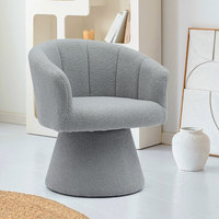 Fauteuil pivotant d'appoint gris pour hôtel, style loisirs intérieur moderne, confortable, avec coussin d'assise épais, pour chambre à coucher