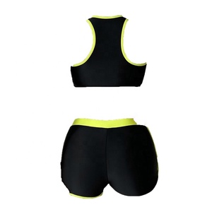 Ensemble de sport 2 pièces pour femme : maillot de bain, soutien-gorge court, débardeur et short – Idéal pour la natation, le surf, l'entraînement, le yoga - Product Image 3