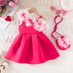Nouvelle robe pour filles, style européen et américain, robe fleurie pour filles, robe de fête avec sac assorti, vente chaude - Product Image 3
