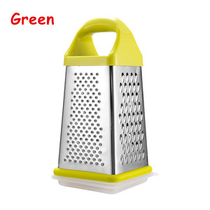 9 Inch Stainless Steel Soft Handle <strong>Parmesan</strong> <strong>Cheese</strong> <strong>Grater</strong> with Container 4 Sided Kitchen Shredder for Vegetables and Carrots - Product Image 1