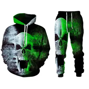 Custom Fashion Animal 3D Digital Printed Pullover Men's Sweatshirt and Hoodie Set