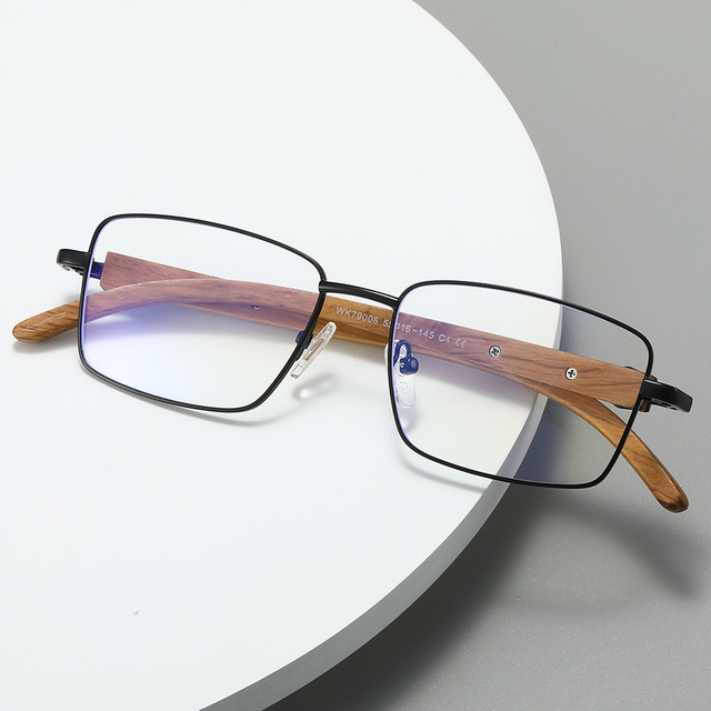 Lbashades 79006 High Quality Metal Frame With Premium Handmade Wood Temples Square Optical Glasses Eyeglasses Frames for Men
