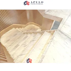 Natural Italy Carrara White Marble Tiles Interior Stone Stair Steps Riser And Treads