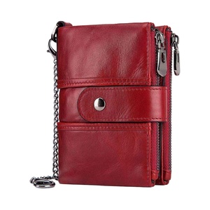 For Boshiho Men's Luxury Anti-Theft <b>RFID</b> <b>Blocking</b> Bifold <b>Wallet</b> Vintage Slim Open Double Zipper Coin Pocket Purse Real Leather - Product Image 1