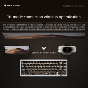 Weikav คีย์บอร์ดอลูมิเนียม CNC V3 Lucky65ไร้สาย3โหมดปะเก็นสลับร้อน RGB backlit รองรับ <span class=keywords><strong>qmk</strong></span>/via - Product Image 6