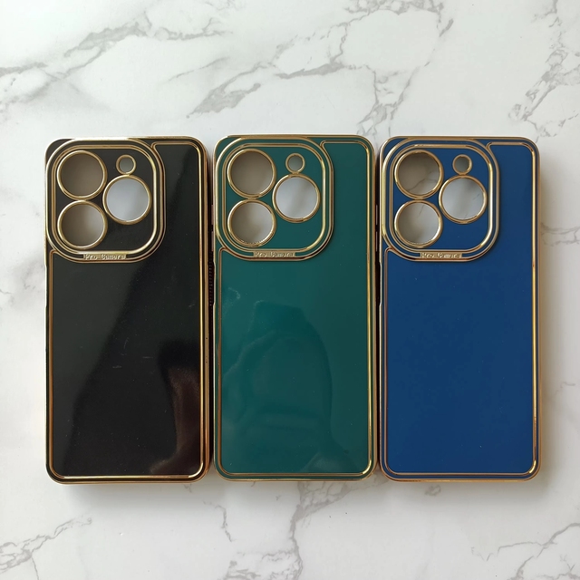 Electroplated Soft Phone Case for Infinix HOT 60 PRO + Luxury - Style Phone Cases with Gold - Trimmed Camera Cutouts