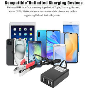 Convertisseur cc avec pince de batterie 12V 24V à 5V 8A adaptateur secteur USB chargeur de régulateur abaisseur 4 Ports identifier automatiquement la charge - Product Image 6