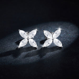 อุปกรณ์ทำเครื่องประดับทรงมาร์คีส์สำหรับแฟชั่นทุกประเภท ต่างหูผู้ชายโมอิสซาไนต์สีเงิน - Product Image 4