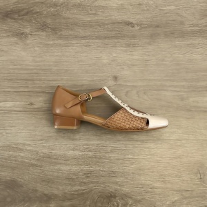 Sandales romaines Baotou rétro en cuir de vachette de luxe, faites à la main, tressées, à talon épais, bout carré et bride à boucle pour <span class=keywords><strong>femme</strong></span> - Product Image 2