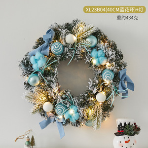 Pre Lit Flocked Christmas Wreath Snowy Artificial <b>Door</b> Garland Red Gold Ornaments Pink Blue Baubles <b>Front</b> <b>Door</b> Holiday <b>Decor</b> - Product Image 4