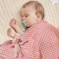 Eigenmarke superweiche 100% Polyester Nartfleece gestrickt Babyfolie bequeme Decke mit Zahnbügel
