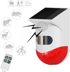 Alarm Keamanan Rumah Sensor Gerak Inframerah Sirene Bertenaga Surya PIR Sensor Gerak Alarm Luar Ruangan dengan Suara dan Cahaya