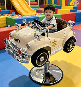 Fauteuil de coiffure pour enfant en forme de voiture de police vintage ludique et attrayante avec levage hydraulique pour la <span class=keywords><strong>coupe</strong></span> de <span class=keywords><strong>cheveux</strong></span> des tout-petits - Product Image 6