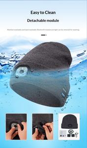 Bonnet en tricot chaud multifonctionnel avec lumière LED Bluetooth pour le camping, la pêche, le <span class=keywords><strong>jogging</strong></span> nocturne, les cadeaux d'anniversaire - Product Image 5