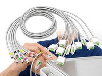 Câble d'aspiration pour électrodes GE Healthcare Kiss, 10 fils, certifié ISO, en TPU, 1,2 m