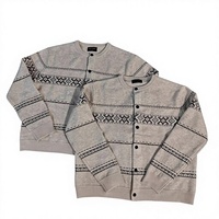 Cardigan en tricot jacquard Fair Isle rétro tendance, manteau col rond doux et chaud de style décontracté pour couples, idéal pour l'automne et l'hiver