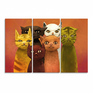 Personalized Six Cats Print: Elegant Cat Lover <b>Canvas</b> <b>Wall</b> Art,SET OF 3 <b>CANVAS</b> - Product Image 2