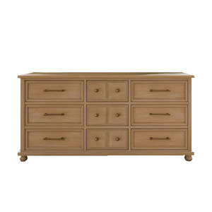<span class=keywords><strong>Commode</strong></span> à 9 tiroirs en chêne clair, style farmhouse moderne, en bois massif, large, pour chambre à coucher, avec quincaillerie en laiton antique - Product Image 3