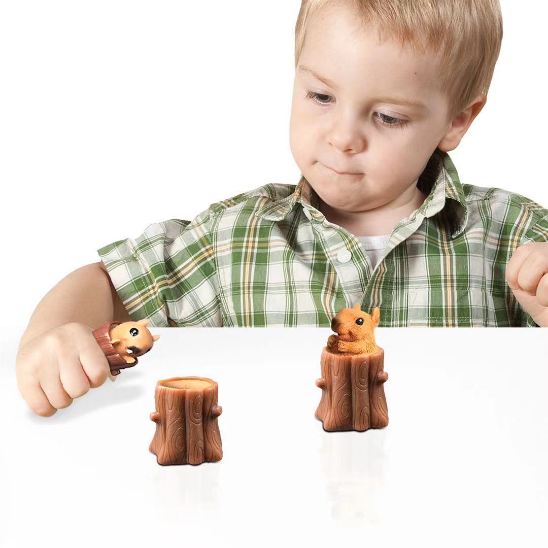 Popular squirrel shape squeeze toy kid adult stress anxiety relief toy pencil vase